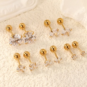 Hypoallergenic Stainless Steel <strong>Earring</strong> Jewelry High Quality 3-8mm Round Clear Cubic Zirconia <strong>Stud</strong> <strong>Earrings</strong> for <strong>Men</strong> Women - Product Image 3