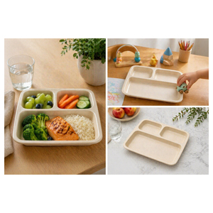 Plato de Melamina 100% Pura con 3 Compartimentos, Bandeja para Servir Alimentos para Uso en Restaurantes y Servicios de Catering (9.5 x 9.8 Pulgadas) - Product Image 2