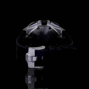 Stainless Steel Luxury <b>Men's</b> Fashion Business Moissanite <b>Square</b> Cut Art Deco <b>Watch</b> Custom Design Full Diamond VVS Glass Dial - Product Image 4