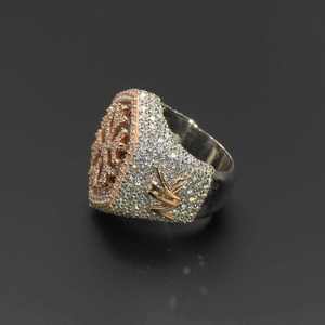 Bague de fiançailles personnalisée pour homme en argent 925 plaqué or rose, style hip-hop, avec moissanite VVS, motif flocon de neige, sertie de pierres, cadeau - Product Image 4