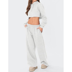 Pantalon de jogging ample pour femme, taille basse, avec cordon de serrage, en molleton, coupe droite décontractée - Product Image 2