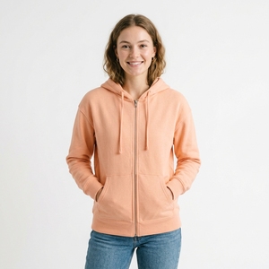 Sweat-shirt à capuche uni sans logo en gros, en molleton zippé, pour impression - Product Image 1