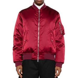 Veste bomber en satin personnalisée légère pour adulte, couleur rouge, manches longues, fermeture éclair intégrale, pour homme - Product Image 5