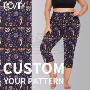 Leggings longs décontractés pour femme grande taille, imprimés sur mesure, unis et simples, ultra doux, respirants, taille haute yoga, avec cordon de serrage - Product Image 2