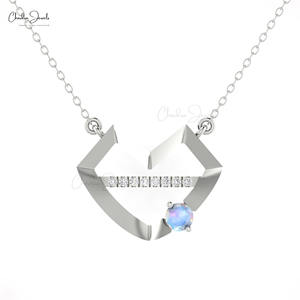 Vendeur Vérifié Collier Cocktail en Pierre de Lune Arc-en-ciel Naturelle Ronde de 4 mm, Or Massif 14 carats, Diamant G-H, Bijoux Fins pour Soirée, Lot - Product Image 3