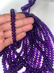 Perles rondes lisses en améthyste africaine naturelle, taille 5 mm à 8,5 mm, brin de pierres pour la fabrication de bijoux en pierres précieuses, fabricant. - Product Image 5