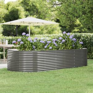 Grand lit de jardin surélevé en acier gris thermolaqué, élégants pots et jardinières - Product Image 1