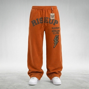 Ensemble de survêtement en coton imprimé pour homme, sweat à capuche zippé avec strass, pantalon de jogging streetwear à jambes larges - Product Image 4