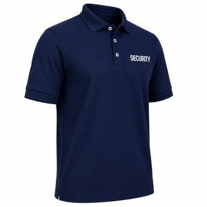 <b>Security</b> Guard <b>Uniform</b> Polo <b>Shirt</b> Men's Short Sleeve Solid <b>Navy</b> <b>Blue</b> Cotton Workwear Custom Logo All Seasons - Product Image 3