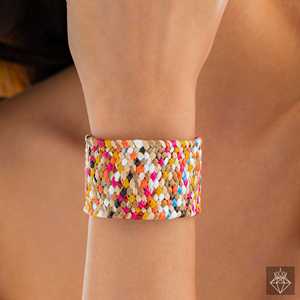 Bracelet manchette à la mode PRAO Design en raphia multicolore élégant et élégant - Product Image 2