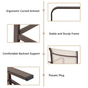 2 sedie da bar da giardino con struttura in ferro battuto marrone e superficie in tessuto beige, eleganti sedute da esterno - Product Image 6