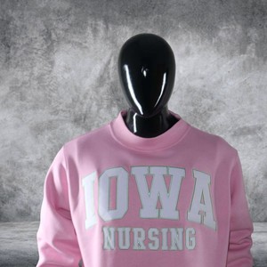 IOWA Women's Winter Autumn Nursing Custom Streetwear Mock Crew Neck Heavyweight Cotton Chenille Embroidery Patch Pullover OEM - Product Image 3