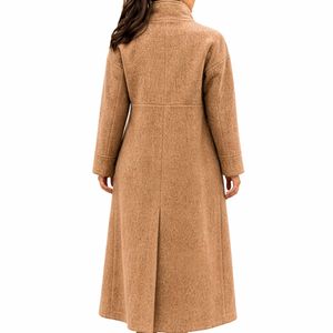 Manteau long élégant pour femmes, mélange de laine, manteau d'hiver classique, coupe confortable, tissu doux et respirant, rembourrage en coton - Product Image 3