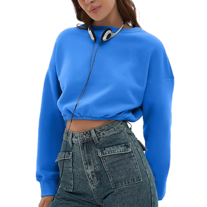 Sudadera Corta para Mujer al por Mayor, Personalizada, Holgada, de Forro Polar, Cuello Redondo, Estilo Casual Urbano, Ropa de Gimnasio y Entrenamiento - Product Image 5
