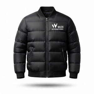 เสื้อแจ็คเก็ตพัฟเฟอร์สีดำสำหรับผู้ชาย WIZE INTERNATIONAL กันลม ปิดด้วยซิป คอตั้ง เสื้อโค้ทลำลองสำหรับฤดูหนาว บุด้วยโพลีเอสเตอร์ - Product Image 1