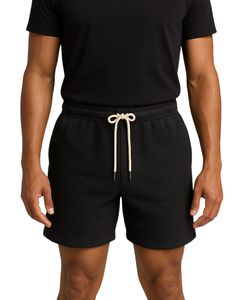 Pantalones Cortos Casuales de Forro Polar para Hombre, Color Negro, Cintura con Cordón Ajustable, Pantalones Cortos Deportivos para Entrenamiento, Pantalones Cortos para Descansar, Logotipo Personalizado OEM Disponible - Product Image 1