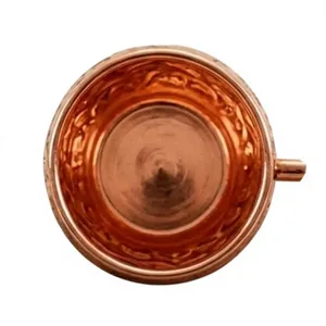 Mug en cuivre avec poignée, design chinois traditionnel, motif floral en relief, vaisselle écologique pour usage domestique - Product Image 3