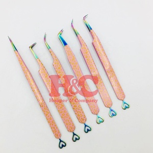 Nuevas Pinzas de Diseño de Corazón, Pinzas Rosadas de Acero Inoxidable para Extensión de Pestañas, Anti-Magnéticas - Product Image 5