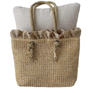 Sac bandoulière en paille tressée pour femme, magnifiquement fait main, avec détails en crochet et macramé, sacs de plage, directement du fournisseur indien - Product Image 1