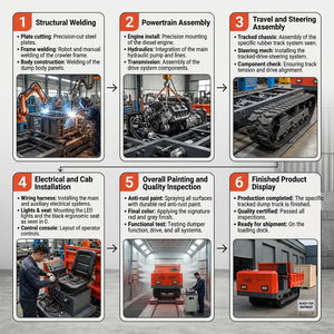 Minidumper <span class=keywords><strong>de</strong></span> orugas compacto diésel 4x4 con volteo frontal, hidráulico, para hormigón y betonera, 500kg 1000kg 1 Ton 2 Ton - Product Image 4