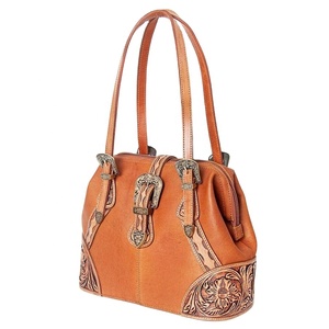 High Quality Genuine Leather Bohemian Floral Hand Tool Tote Bag <strong>Custom</strong> Color &amp; <strong>Pattern</strong> Women Casual Wholesale Ready Stock India - Product Image 1