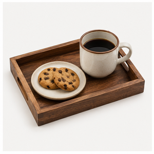 Premium <b>Walnut</b> Wood Rectangular Serving Tray With Cutout Handles Eco-Friendly Minimalist Large Decorative Tray For <b>Coffee</b> <b>Table</b> - Product Image 2