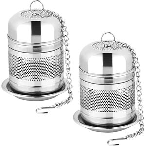 2 infusores de té de acero inoxidable con malla fina y gancho de cadena para infusión de té de hojas sueltas - Product Image 1