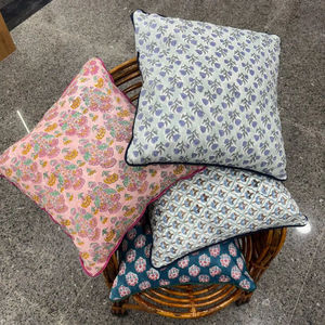 Luxury Block Print Customizable <b>Throw</b> <b>Pillow</b> Cover Any Size Cotton with Piping Drawstring Handmade Home Decor <b>Pillows</b> - Product Image 3