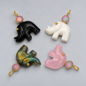 Wholesale Mother of Pearl <b>Dog</b> Bone Pendant Handmade Silver Gemstone Animal <b>Charm</b> Gold Plated Unisex Jewelry Custom OEM ODM - Product Image 4
