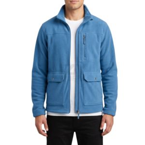 Steel Blue Full Zip Winter Fleece <b>Jacket</b> Breathable Premium Quality Soft Fleece Polar <b>Jackets</b> For <b>Men</b> - Product Image 1