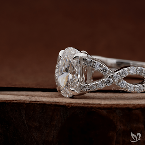 1CT Oval Lab Grown Diamond <b>Ring</b> IGI Certified Twisted <b>Split</b> Pave Band Engagement <b>Ring</b> in 10K White Gold - Product Image 2