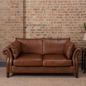 Sofá Loveseat Tradicional de Cuero Marrón con Brazos Enrollados, Sofá Clásico de Cuero de 2 Plazas para Muebles de Sala de Estar - Product Image 2