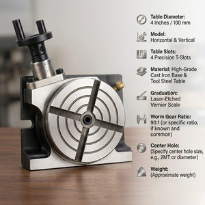 Table rotative horizontale et verticale de 4 pouces |   Machine à fraiser |   Table à rainures en T de précision 100 mm, rapport 90:1 |   Accessoire d'outillage industriel - Product Image 3