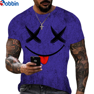 Camiseta de Hombre con Diseño 3D Divertido y Logotipo Frontal, Tela de 300g, Cuello Redondo, Manga Corta, Transpirable, con Estampado Facial - Product Image 3