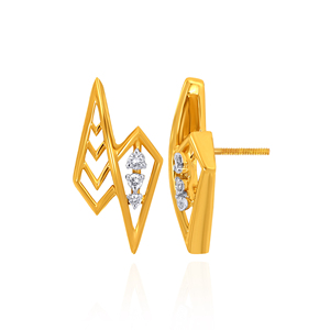Boucles d'oreilles minimalistes en or jaune 14 carats avec diamants de laboratoire en forme de cerf-volant, bijoux pour femmes à porter au quotidien, couleur G - Product Image 4