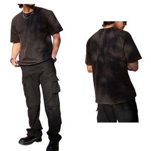 Camiseta Oversize Vintage Hip Hop para Hombre, de Algodón Pesado, Lavado Ácido, Personalizable, Estilo Urbano, Venta al por Mayor - Product Image 1