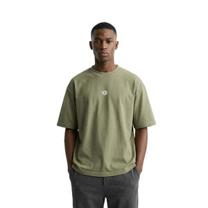 T-shirt homme en coton épais surdimensionné, impression 3D en relief, style streetwear, manches courtes, épaules tombantes - Product Image 3