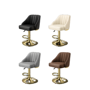 Chaise de bar pivotante réglable en cuir PU noir premium 2026 avec base hydraulique dorée pour bar et hôtellerie - Product Image 2