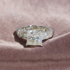 Luxury Vintage 925 <b>Sterling</b> <b>Silver</b> Moissanite Wedding <b>Ring</b> <b>Set</b> 18K Gold Plated Diamond Accented - Product Image 5