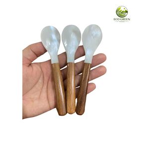 Cuchara de Concha de Nácar Moderna y Sostenible, Plateada, Ecológica, Hecha a Mano, Utensilio para Cafetería, Regalo Empresarial - Product Image 2