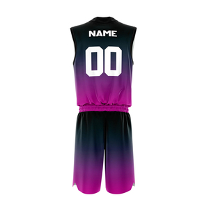 Ensemble de maillots de basket-ball unisexe à dégradé, sans manches, col en V, séchage rapide, polyester, uniforme, impression de logo personnalisé, coupe régulière, taille élastique - Product Image 2
