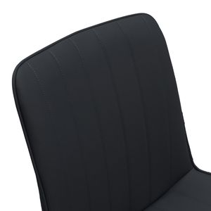 Set di 2 Sedie da Pranzo Senza Braccioli in Pelle PU Nera con Motivo a Onde e Gambe in Metallo per Cucina, Ristorante, Soggiorno - Product Image 3