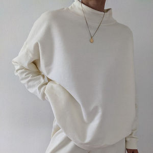 Sweat-shirt à col montant personnalisé brodé en molleton de coton French Terry - Product Image 2