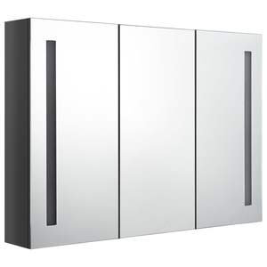 Armoire de salle de bain en MDF gris brillant avec miroir en verre LED, finition mélamine - Product Image 2