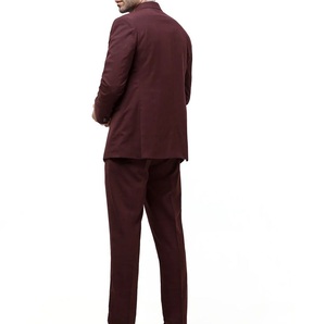 Business Men Suit Plain Maroon Color <b>Blazer</b> Mens Pant Coat For Office Workwear Formal Dress Two Piece <b>Set</b> Tuxedo Suit Breathable - Product Image 2