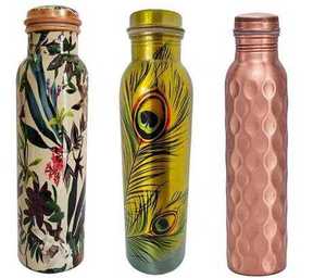 Botella de Agua de Cobre con Estampado de Esmalte de Múltiples Estilos para Beneficios para la Salud, con Adhesivo de Moda, para Uso en Oficina y Gimnasio - Product Image 1