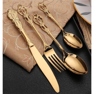 Vintage Owl Design <b>Serving</b> <b>Spoon</b> Set Stainless Steel <b>Gold</b> Plated Handle Salad Servers Pasta Fork Elegant Decorative Cutlery Set - Product Image 3