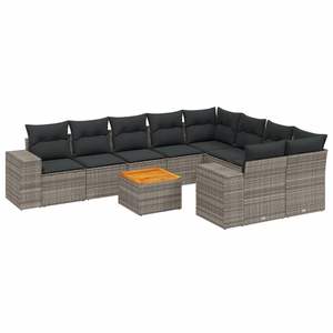 Grey Rattan Garden <b>Sofa</b> <b>Set</b> With Cushions Outdoor Furniture Contemporary Design - Product Image 2