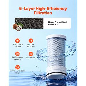 High-Efficiency 5-Layer Faucet <b>Filter</b> <b>Replacement</b> 317 Gal Lifespan 3-Month Value 317 Gal Carbon Block <b>Water</b> <b>Filter</b> <b>Cartridge</b> - Product Image 3