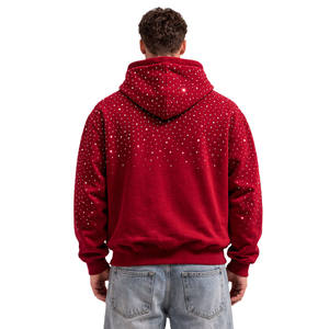 Sudadera con Capucha de Algodón Grueso GSM para Hombre, con Pedrería Termoadhesiva en Toda la Superficie, Estilo Urbano, Servicio de Fabricación Personalizada - Product Image 3